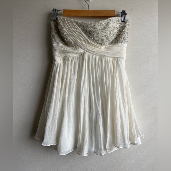 Aidon Mattox 100% silk babydoll mini dress size M White - Picture 1 of 16